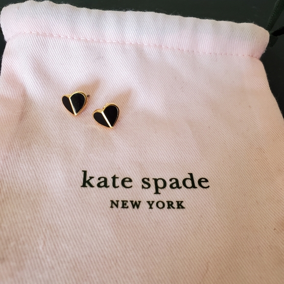 kate spade Jewelry - Kate Spade NY Black and Gold heart earrings